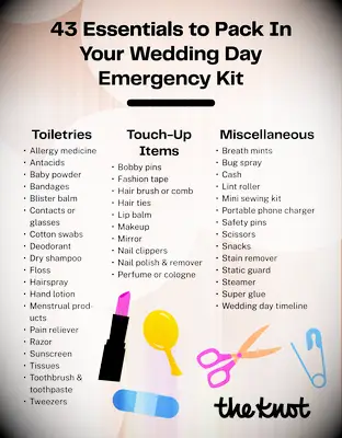 43 Essentials to Pack in Your Wedding Day Emergency Kit