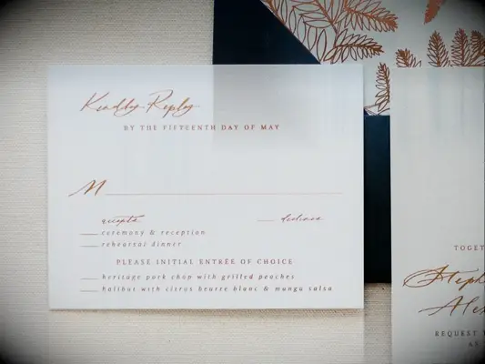 A wedding RSVP card