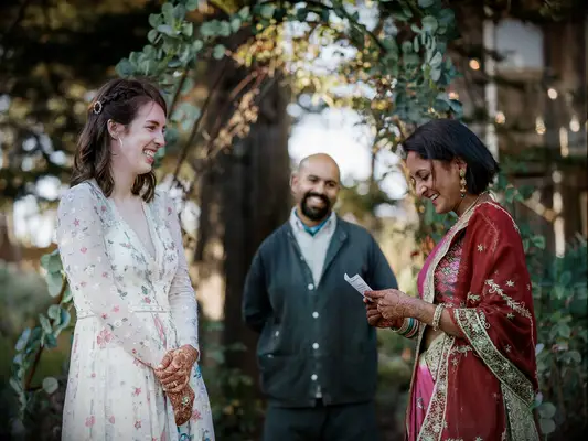 wedding officiant couple reading vows