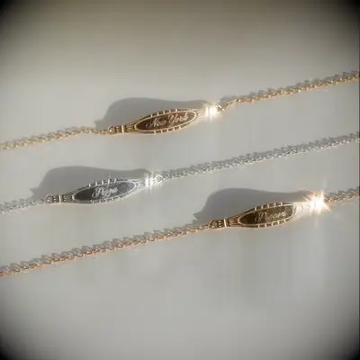City engraved dainty bracelet