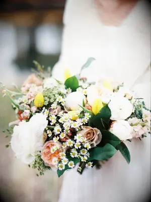 white-and-yellow wedding bouquet