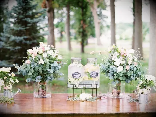 table with infused water