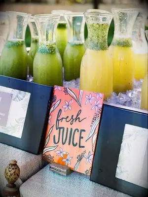 fresh juice bar with orange sign