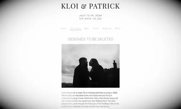 wedding website our story example