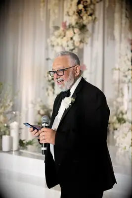 Father giving speech at wedding