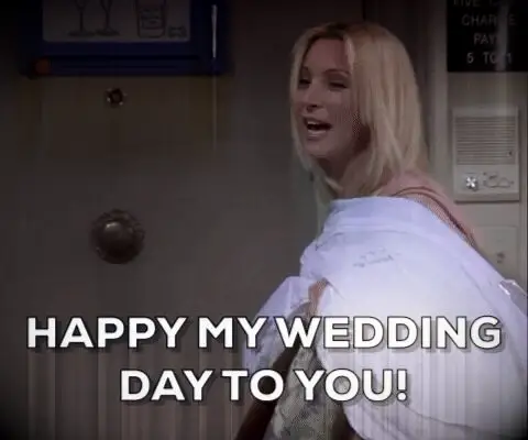 Friends Phoebe wedding day gif