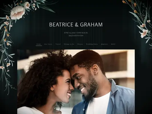 Green floral wedding website by Tartarusfarms