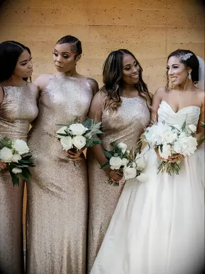 Bridesmaid updos slicked back