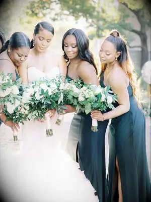 Bridesmaid half updo top knot