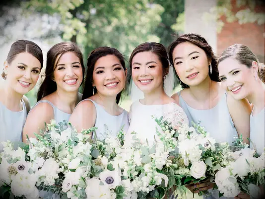 Bridesmaid half updo curls