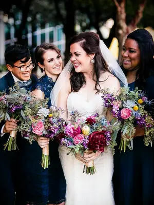 Bridesmaid half updo pouf