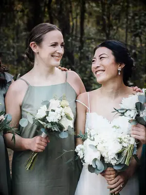 Bridesmaid updo low slick bun
