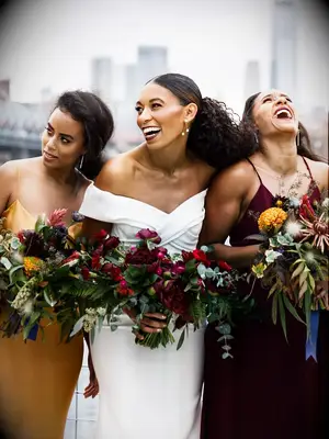 Bridesmaid updo low bun to the side