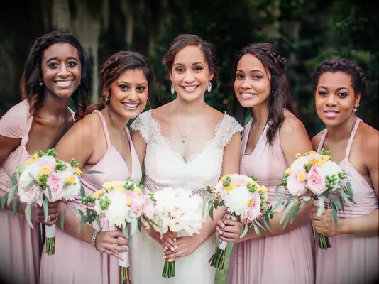 Bridesmaid updo braided headband