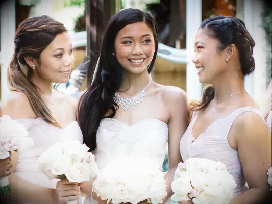 Bridesmaid updo side ponytail with braid