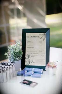 Cannabis menu at wedding