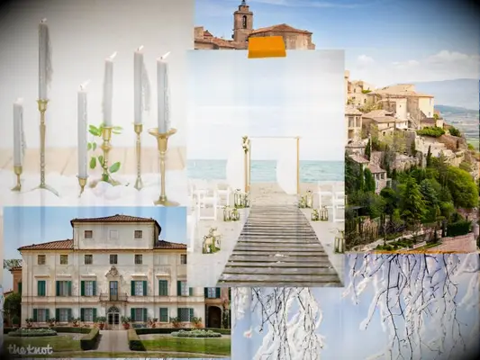 Collage of settings and locations