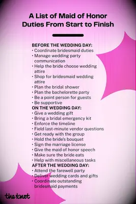 Free, Printable Maid of Honor Duties Checklist