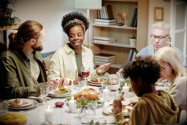 Family eating thanksgiving meal