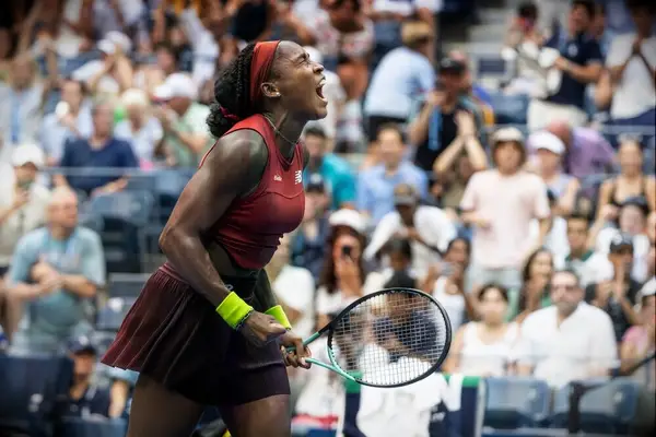 Coco Gauff of USA tennis celebrates victory