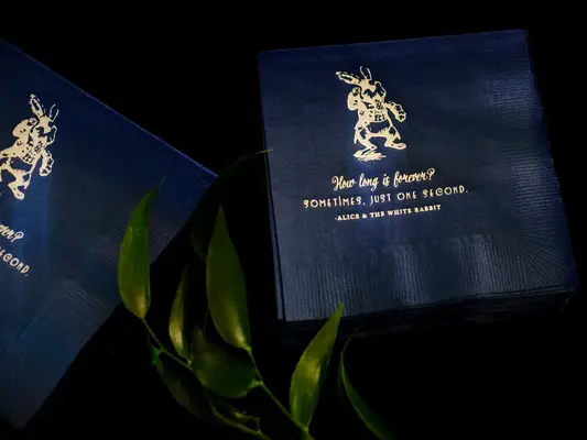 alice in wonderland wedding ideas custom napkins