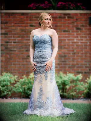 alice in wonderland wedding dress blue and nude mermaid gown