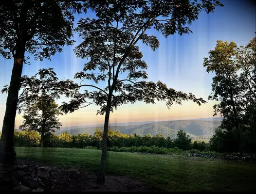 scenic hillside view at rustic wedding rental home in oklahoma