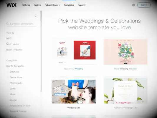 Wix Wedding Website templates 