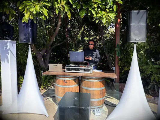 DJ setup at an outdoor event