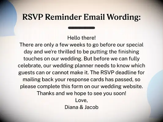 RSVP email wording example