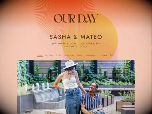 Orange wedding website design