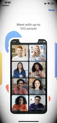 Google Meet app for video chatting. 