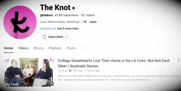 Cool wedding content on YouTube