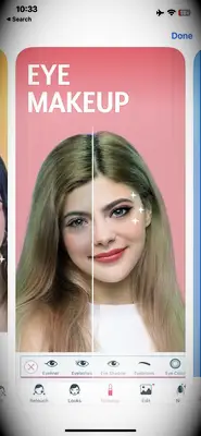 YouCam Makeup makeup look app. 
