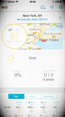 Weather Underground wedding app screenshot