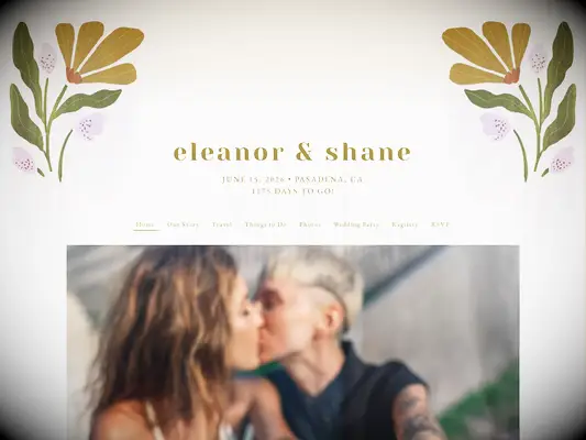 the knot free wedding website example boho yellow and green wildflowers against off-white background