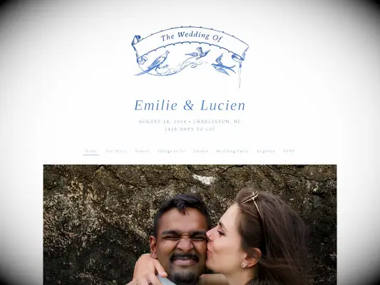 the knot free wedding website example with illustration of sparrows and birds holding a wedding banner