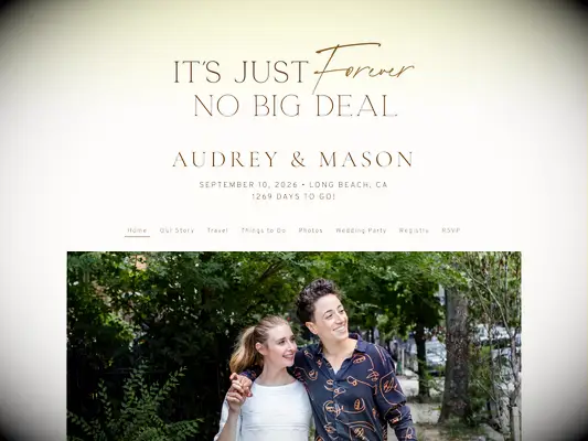 the knot free wedding website example with pale yellow background and gold text that says it