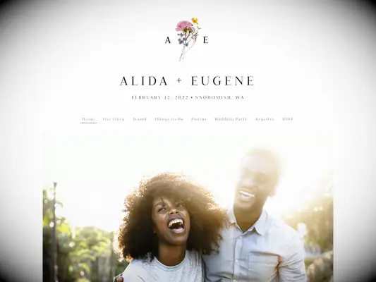 the knot free wedding website example with pressed flowers