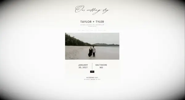 Our wedding day home page