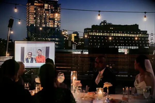 video presentation at wedding reception