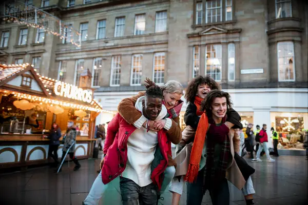 Two couples enjoying a winter double date