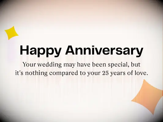 Happy Anniversary image with 25-year anniversary quote