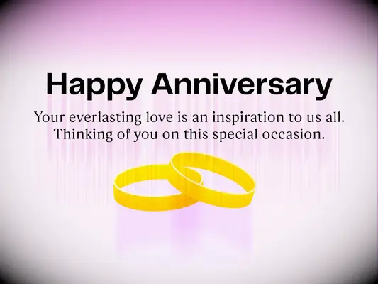 Happy Anniversary image with 50-year anniversary quote and golden rings