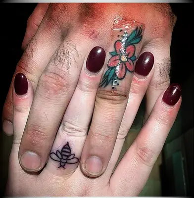 Flower and bee tattoo