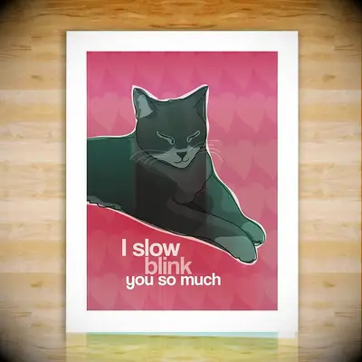 Cat themed valentines day card