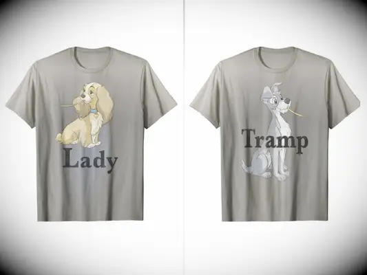 Gray Lady and the Tramp Couples Disney Costume Tshirts