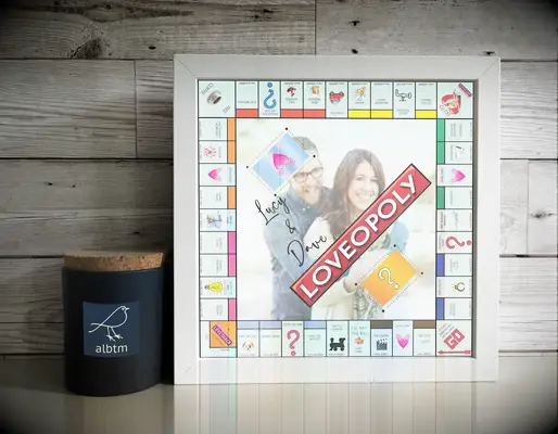 Customized Monopoly game idea for couples. 