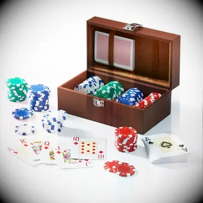 Leather poker set for couples. 