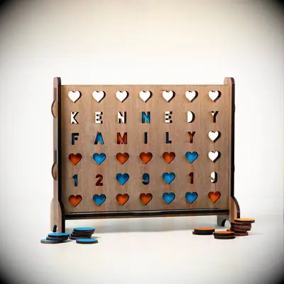 Personalized four-across game idea for couples. 